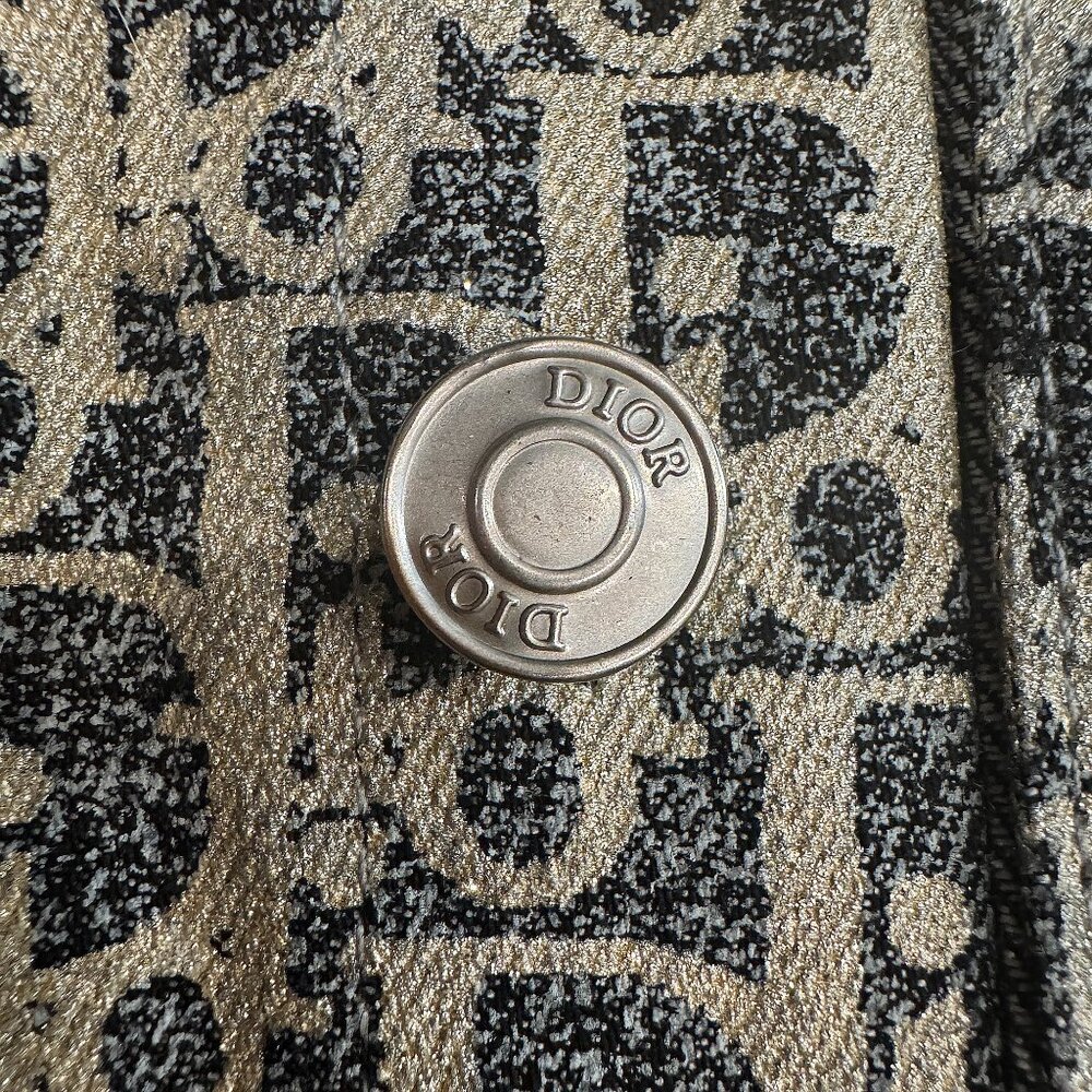 Dior Oblique Denim Overshirt Gray Silver Gold Tone Cotton Blend Button Down - Picture 5 of 14